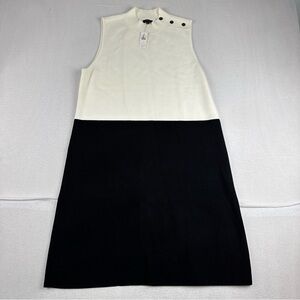 New! Talbots Black White Knit Sweater Dress Sleeveless Large White black Office